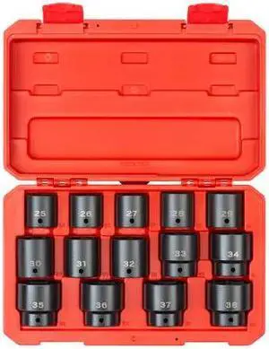 TEKTON SID92325 1/2 Inch Drive 6-Point Impact Socket Set, 14-Piece (25-38 mm)