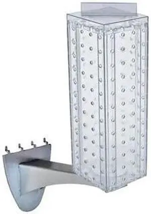 AZAR DISPLAYS 700231-CLR Four-sided 4"W x 12"H Pegboard Tower W/ Extension Rod