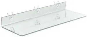 AZAR DISPLAYS 556012 20"W x 6"D Clear Acrylic Shelf for Pegboard and Slatwall,