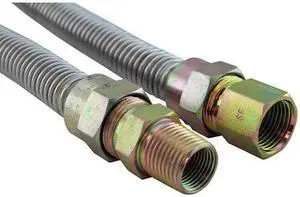 JONES STEPHENS G71049 5/8" Gas Connector, Uncoated with Fitting, 1/2" FIP x