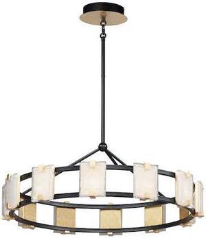MAXIM 39536CYBKGL Radiant 12-Light 34.75" Wide Black / Gold Leaf Chandelier
