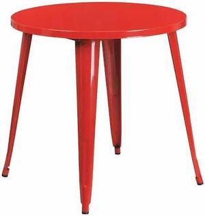 Flash Furniture Jeffrey Commercial Grade Round Metal Indoor-Outdoor Table Red (CH5109029RED)