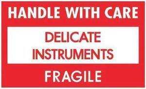 TAPE LOGIC DL1460 Tape Logic® Labels, "Delicate Instruments - HWC", 3" x 5",