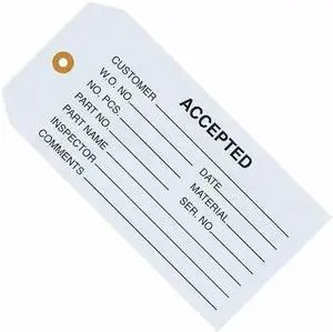 PARTNERS BRAND G20011 Inspection Tag,4 3/4x2 3/8",PK1000, 13 Point Cardstock, 4