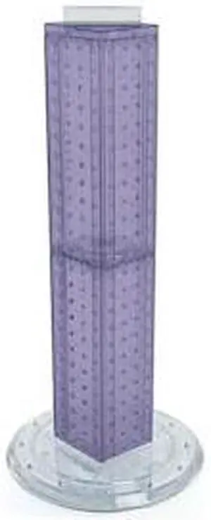 AZAR DISPLAYS 700227-PUR Four-sided 4"W x 24"H Pegboard Tower W/ Revolving 9"