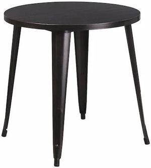 Commercial Grade 30" Round Black-Antique Gold Metal Indoor-Outdoor Table