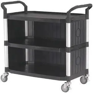 ZORO SELECT 35KT30 Fiber Glass, Polypropylene Enclosed Service Cart, 3 Shelves,