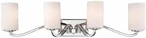 NUVO 60-5871 Willow 4 Light Vanity Polished Nickel White Glass Polished N NUVO 60-5871 Willow 4 Light Vanity Polished Nickel White Glass Polished N