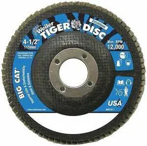 WEILER 50803V 4-1/2" Big Cat Abrasive Flap Disc Flat Phenolic Bkng 40Z 7/8"