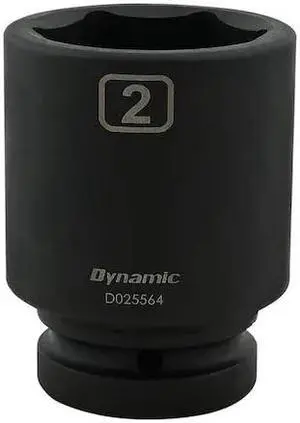 DYNAMIC D025564 1" Drive Deep Socket, Black Phosphate, Tools 2" X 1" Drive, 6