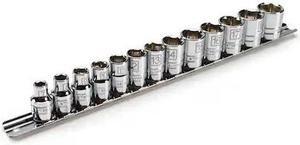STEELMAN 78528 13-Piece 3/8" Drive Shallow Depth 6-Point Metric Chrome Socket