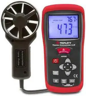 TRIPLETT AM320 Anemometer, 80 to 5,906fpm, 32 to 122F TRIPLETT AM320 Anemometer, 80 to 5,906fpm, 32 to 122F