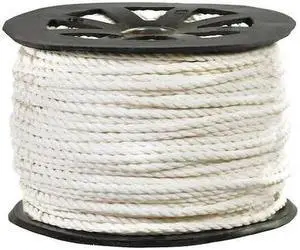 PARTNERS BRAND TWR104 Twisted Polypropylene Rope, 1/4", 1,150 lb., White,