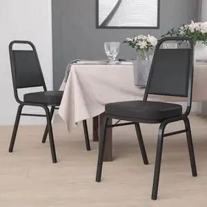 FLASH FURNITURE 4-FD-BHF-1-GG Black Vinyl Banquet Chair,PK4