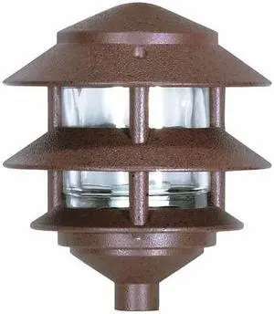 NUVO SF76-632 Pagoda Garden Fixture - Small Hood - 1-Light - 2 Louver - Old