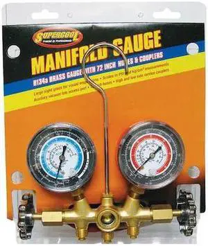 SUPERCOOL 66 A/C Manifold Gauge,PSI and BAR,Brass