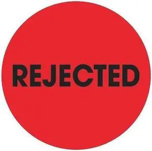 TAPE LOGIC DL1263 Tape Logic® Labels, "Rejected", 2" Circle, Fluorescent Red,