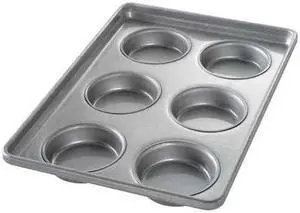 CHICAGO METALLIC 41006 Hamburger Bun/MuffinTop/Cookie Pan,6-On