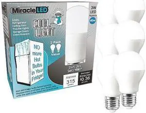 MIRACLE LED 602185 3 W, LED Bulb, Cool White, A15, 6500K Temp. Frosted,