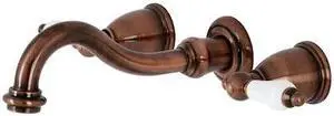 KINGSTON BRASS KS312PLAC KS312PLAC Vintage 2-Handle Wall Mount Bathroom Faucet,