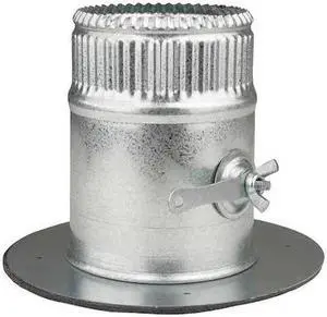 GREENSEAM GR6POCR4GA26D Collar W/Damper, 4 in Duct Dia, Galvanized Steel, 26