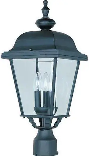 MAXIM 3008BK Builder Cast 3-Light 9" Wide Black Outdoor Pole/Post Mount
