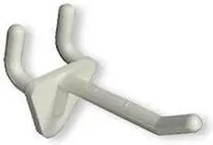 AZAR DISPLAYS 800072-WHT 2" Glass-Filled Nylon Hook: 0.287" Dia., PK50