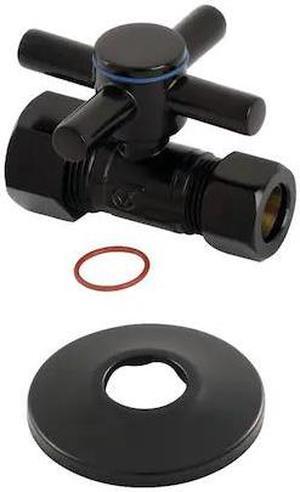 KINGSTON BRASS CC44450DXK 5/8" ODx1/2" OD Comp Quarter-Turn Straight Stop Valve
