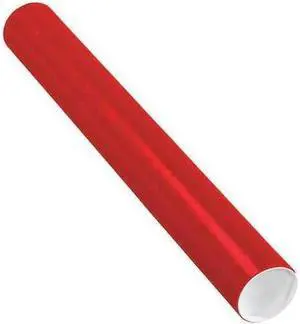 PARTNERS BRAND P3024R Mailing Tubes with Caps, 3" x 24", Red, PK24