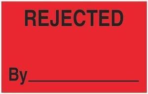 TAPE LOGIC DL1152 Tape Logic® Labels, "Rejected By", 1 1/4" x 2", Fluorescent