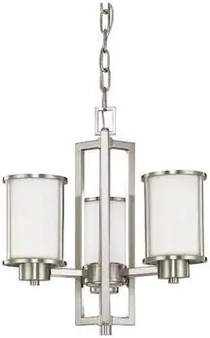 NUVO 60-2851 Odeon 3 Light (convertible up/down) Chandelier Satin White B NUVO 60-2851 Odeon 3 Light (convertible up/down) Chandelier Satin White B