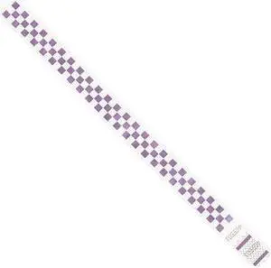TYVEK WR103PL Tyvek Wristbands, 3/4" x 10", Purple Checkerboard, PK500