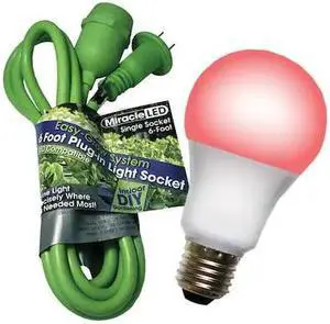 MIRACLE LED 602250 Single Socket Grow Light Cord System & LED Red Spectrum Grow