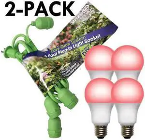 MIRACLE LED 602267 Grow LED Light Cord System 4 Socket & LED Red Grow Light 10