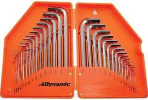 DYNAMIC D043206 Tools 30 Piece SAE & Metric Hex Key Set, .028" - 3/8" & .7mm -