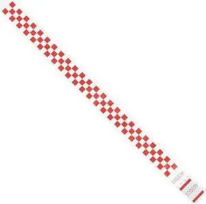 TYVEK WR103RD Tyvek Wristbands, 3/4" x 10", Red Checkerboard, PK500