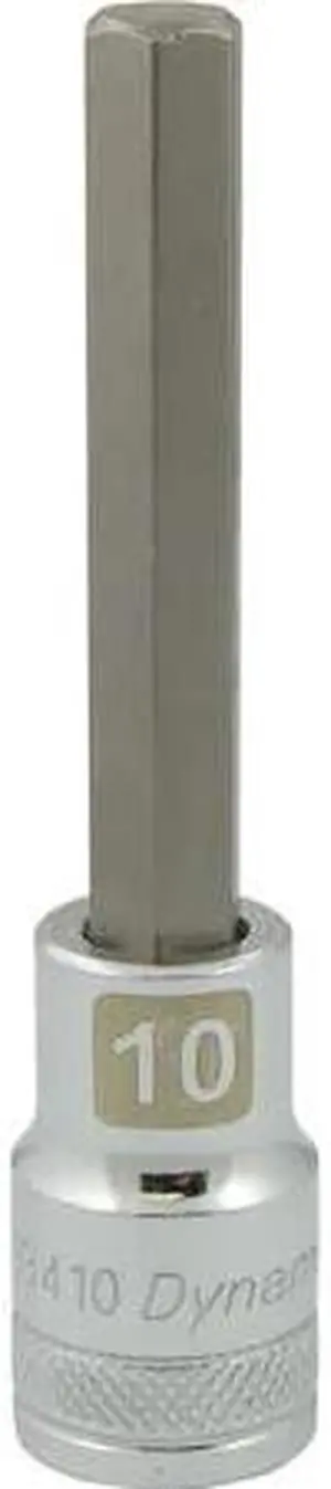 DYNAMIC D013410 Tools 1/2" Drive Metric Hex Head, 10mm Long Bit, Chrome Finish