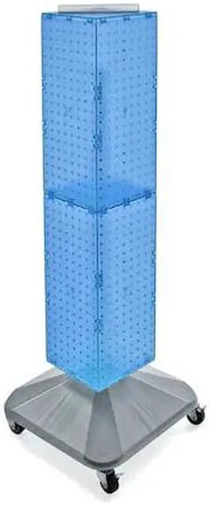 AZAR DISPLAYS 703388-BLU 4-Sided Pegboard Floor Spinner Rack w/ Wheels. Blue