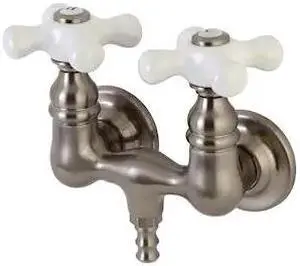 KINGSTON BRASS AE39T8 Wall-Mount Clawfoot Tub Faucet, Brushed Nickel, Tub Wall