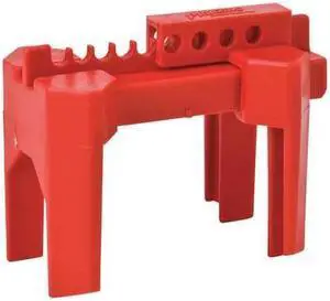 BRADY BS07A-RD Ball Valve Lockout,Red,1/2 to 2-1/2 In.