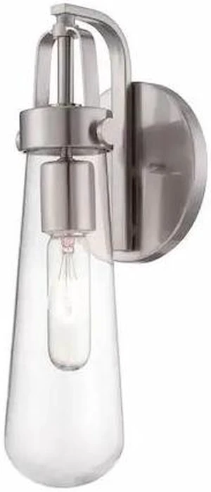 NUVO 60-5261 Beaker 1 Light Wall Sconce Clear Glass Brushed Nickel NUVO 60-5261 Beaker 1 Light Wall Sconce Clear Glass Brushed Nickel