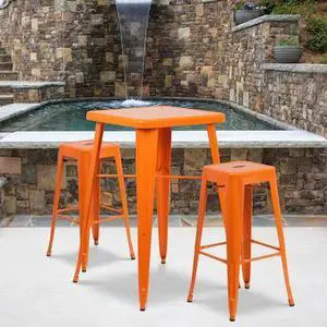 FLASH FURNITURE 4-CH-31320-30-OR-GG Orange Backless Metal Stool,30"