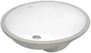 RUVATI RVB0616 15"x12" Undermnt Bathroom Vanity Sink White Oval Ceramic W/