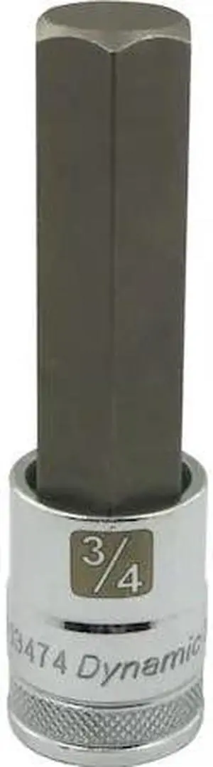 DYNAMIC D013474 Tools 1/2" Drive SAE Hex Head, 3/4" Long Bit, Chrome Finish