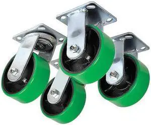 ZORO SELECT 5PKJ3 Plate Caster Kit,Poly,8 in.,4800 lb.,PK4