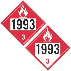 LABELMASTER ZTV299393 Placard1993 Flammable/1993,PK25