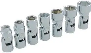 DYNAMIC D010026 Tools 3/8"Dr 7Pcs 6 Point SAE, Universal Joint Socket Set, 3/8"