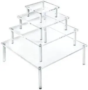AZAR DISPLAYS 515308 4-Piece Acrylic Square Riser Set