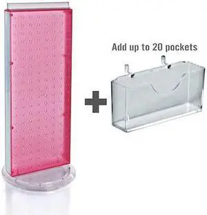 AZAR DISPLAYS 700505-PNK 20 Pocket Revolving Pegboard Gift Card Kit for