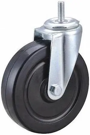 ZORO SELECT 32J862 Swivel Stem Caster, Rubber, 5 in., 200 lb., Stem Dia.: 3/8 in
